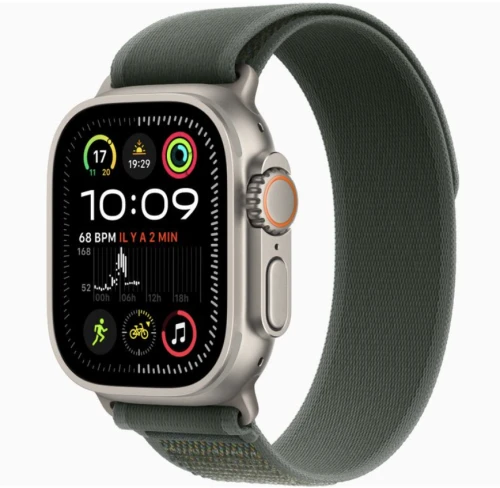 Apple Watch Ultra (2022) GPS + Cellular 49mm Naturel Titanium - Trail Loop grün